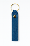 Royal Blue Ostrich keychain keyring with brass hardware