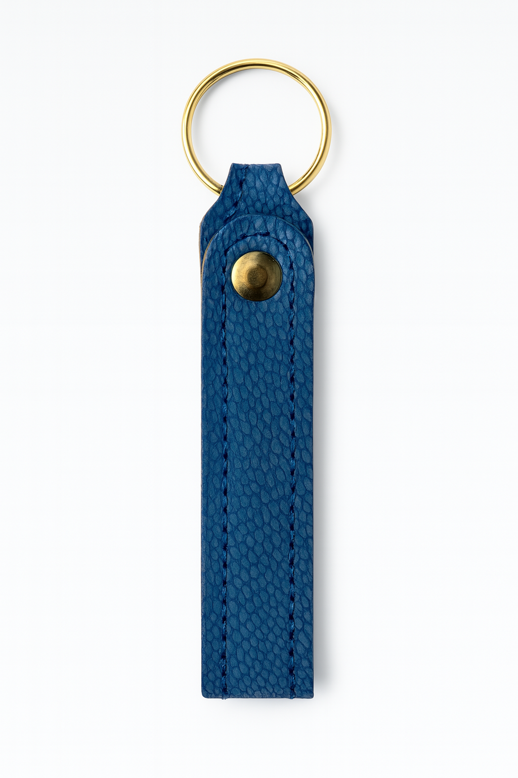 Royal Blue Ostrich keychain keyring with brass hardware