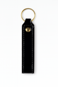 Black patent leather keychain keyring with brass hardware