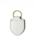 White Italian Pebble Leather keychain keyring with brass hardware