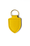 Yellow Italian Pebble Leather keychain keyring with brass hardware