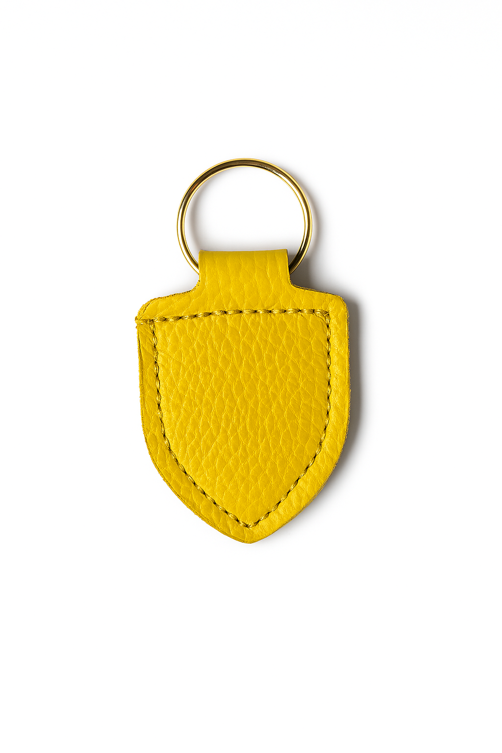 Yellow Italian Pebble Leather keychain keyring with brass hardware