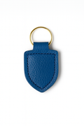 Blue Italian Pebble Leather keychain keyring with brass hardware