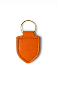 Orange Italian Pebble Leather keychain keyring with brass hardware