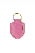 Pink Italian pebble leather keychain keyring with brass hardware
