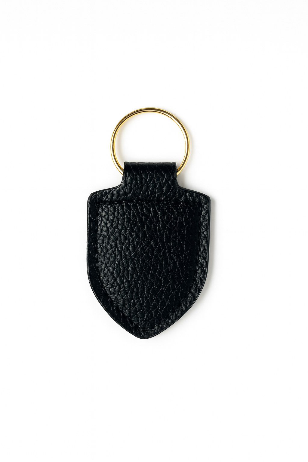 Black ostrich keychain keyring with brass hardware