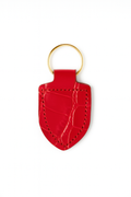 Red crocodile leather keychain keyring with brass hardware