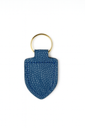 Blue ostrich keychain keyring with brass hardware