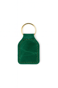 Emerald green leather keychain keyring with brass hardware