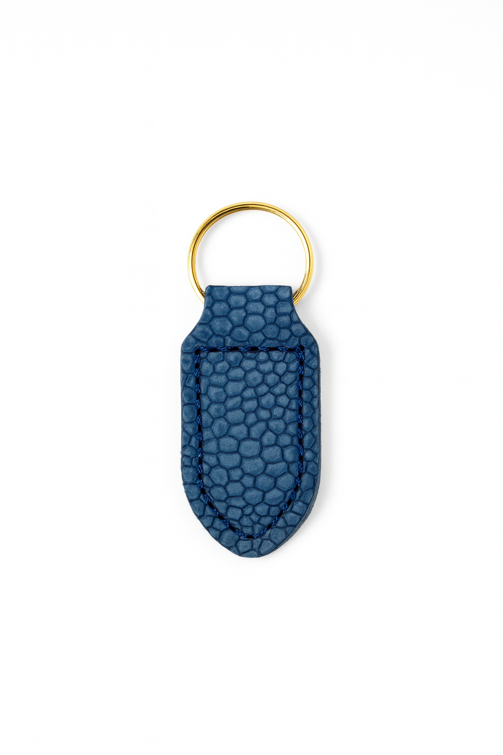 Mini Blue ostrich keychain keyring with brass hardware