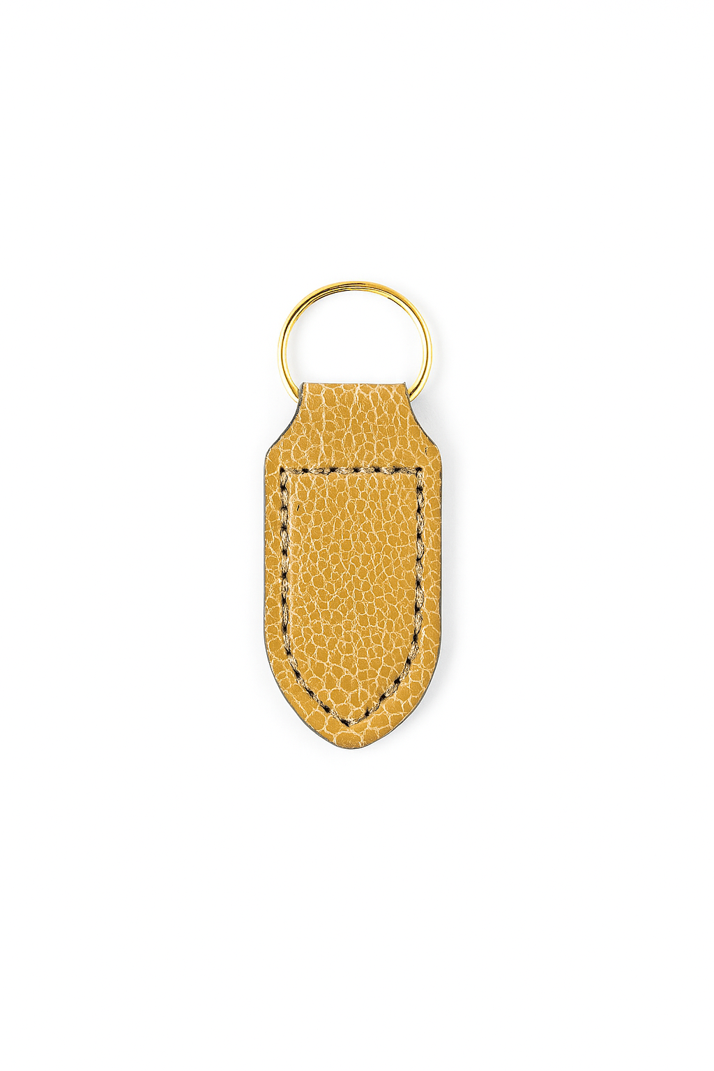 Mini beige ostrich keychain keyring with brass hardware