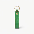 Green Italian pebble leather keychain keyring with brass hardware